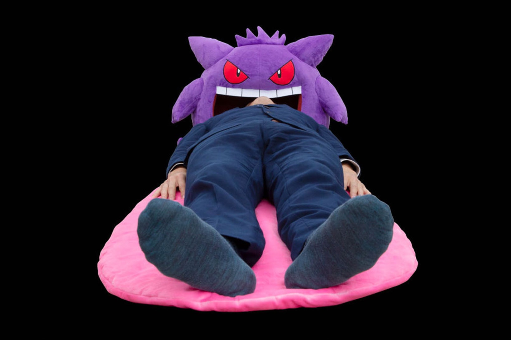 pokemon gengar mouth licking plush pillow homeware premium bandai purple pink sleeping man