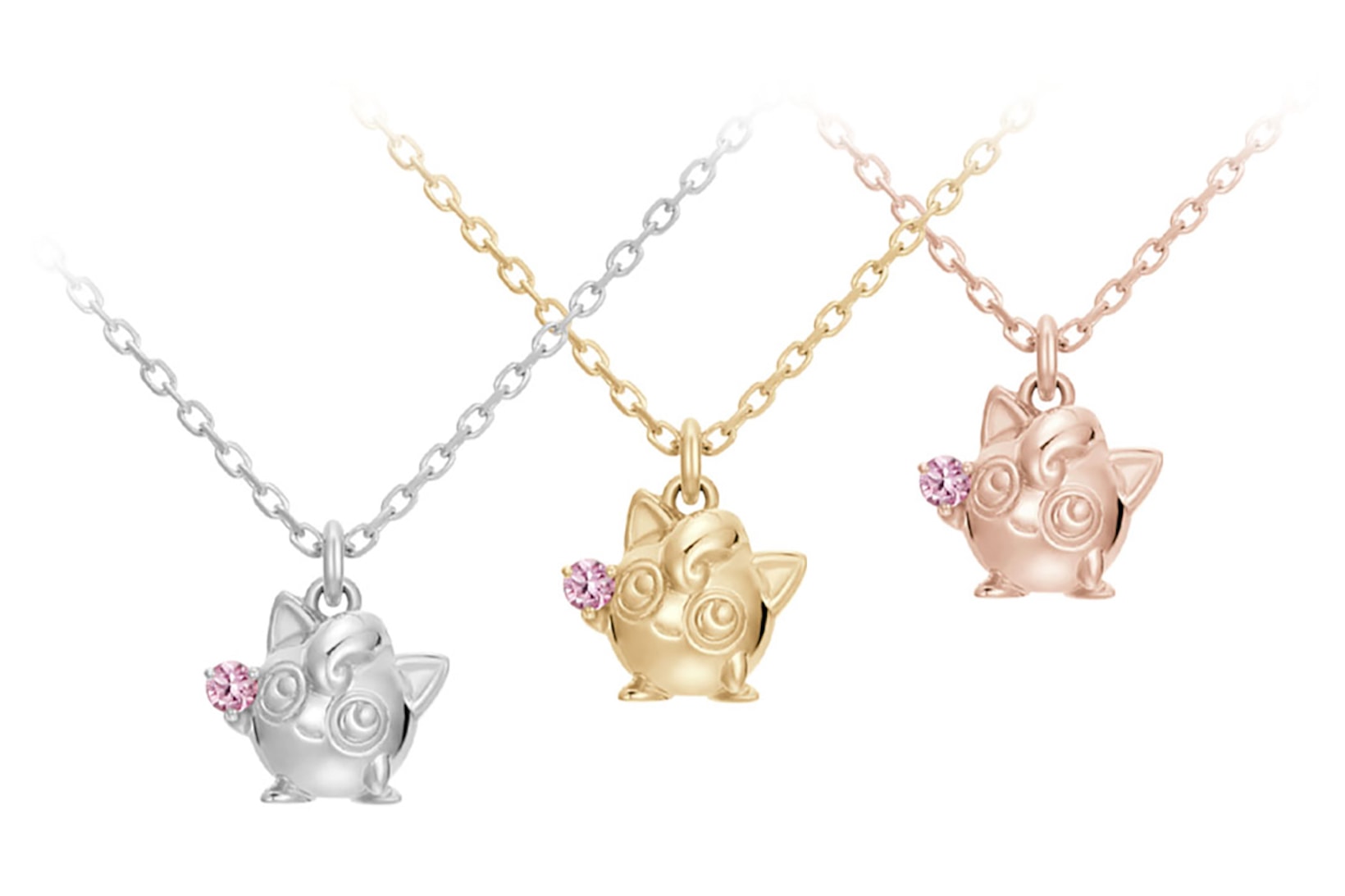 pokemon jigglypuff necklace jewelry pink sapphire silver gold platinum