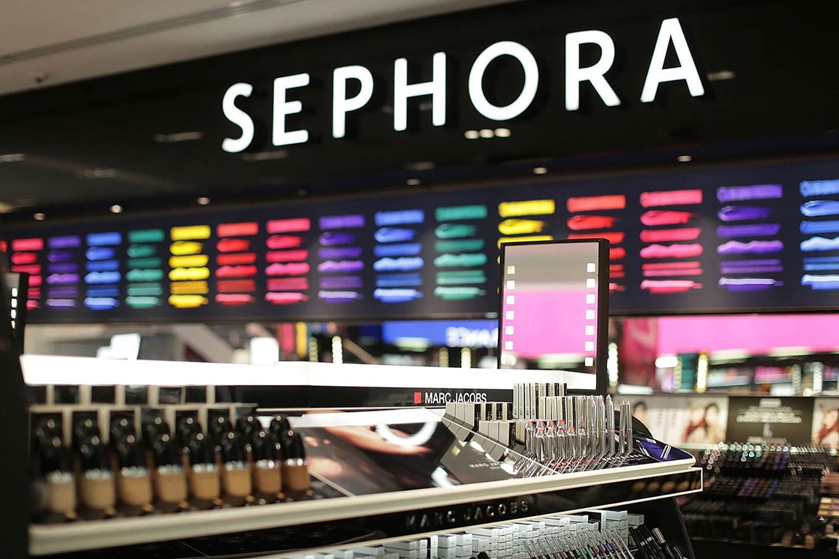 sephora cosmetics retail store makeup sign marc jacobs