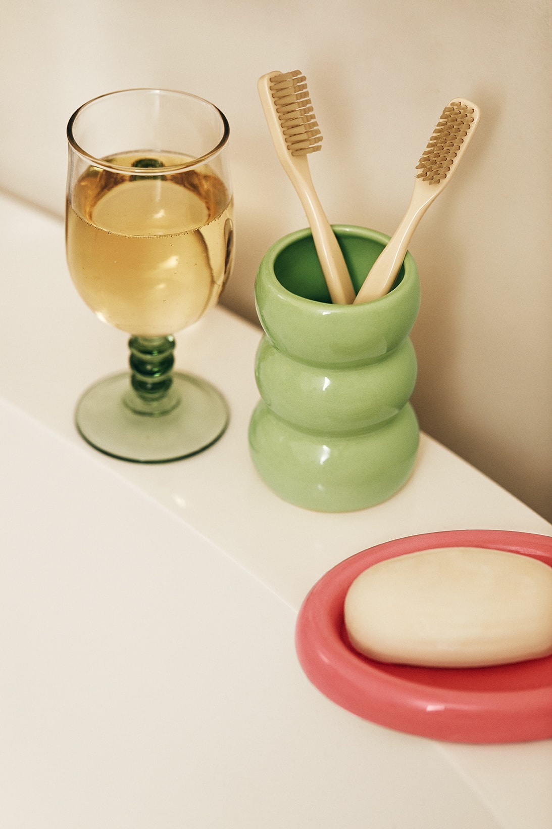 sleeper home homeware decor collection ceramic plate soap dish toothbrush holder cup glass green pink
