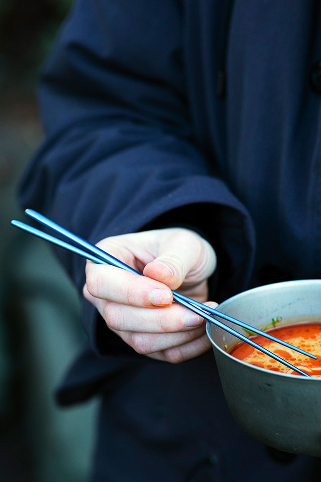 snow peak titanium chopsticks cutlery outdoor utensils color blue camping noodles soup