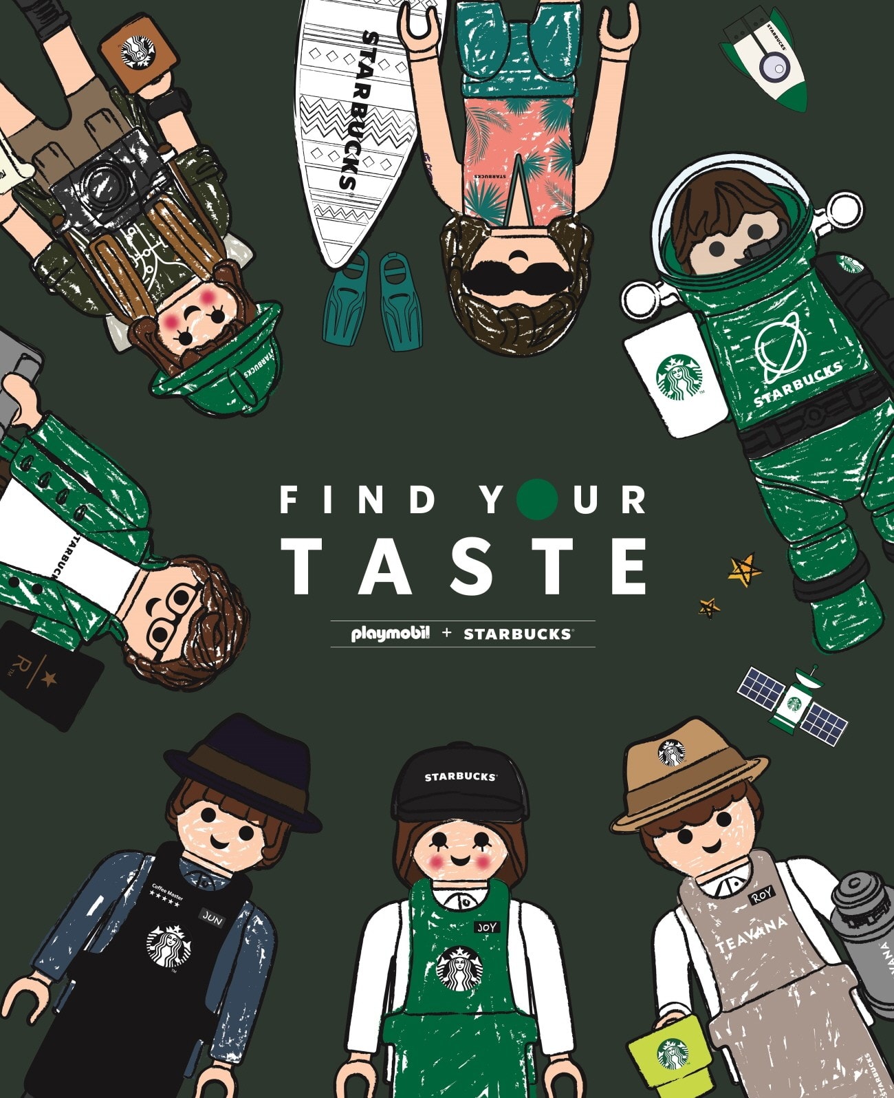 starbucks korea playmobil collaboration special edition figures toys find your taste characters illustrations drawings