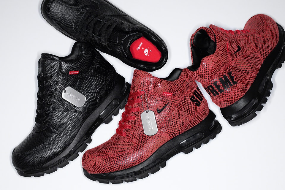 Supreme x Nike Goadome Boots Red & Black Release Hypebae
