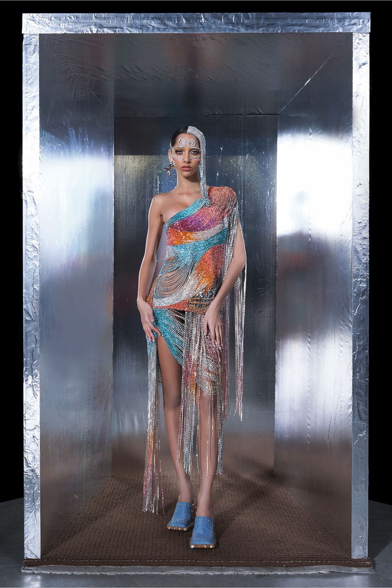 foræva + swarovski imagine couture of the space age with high-tech crystal  dress