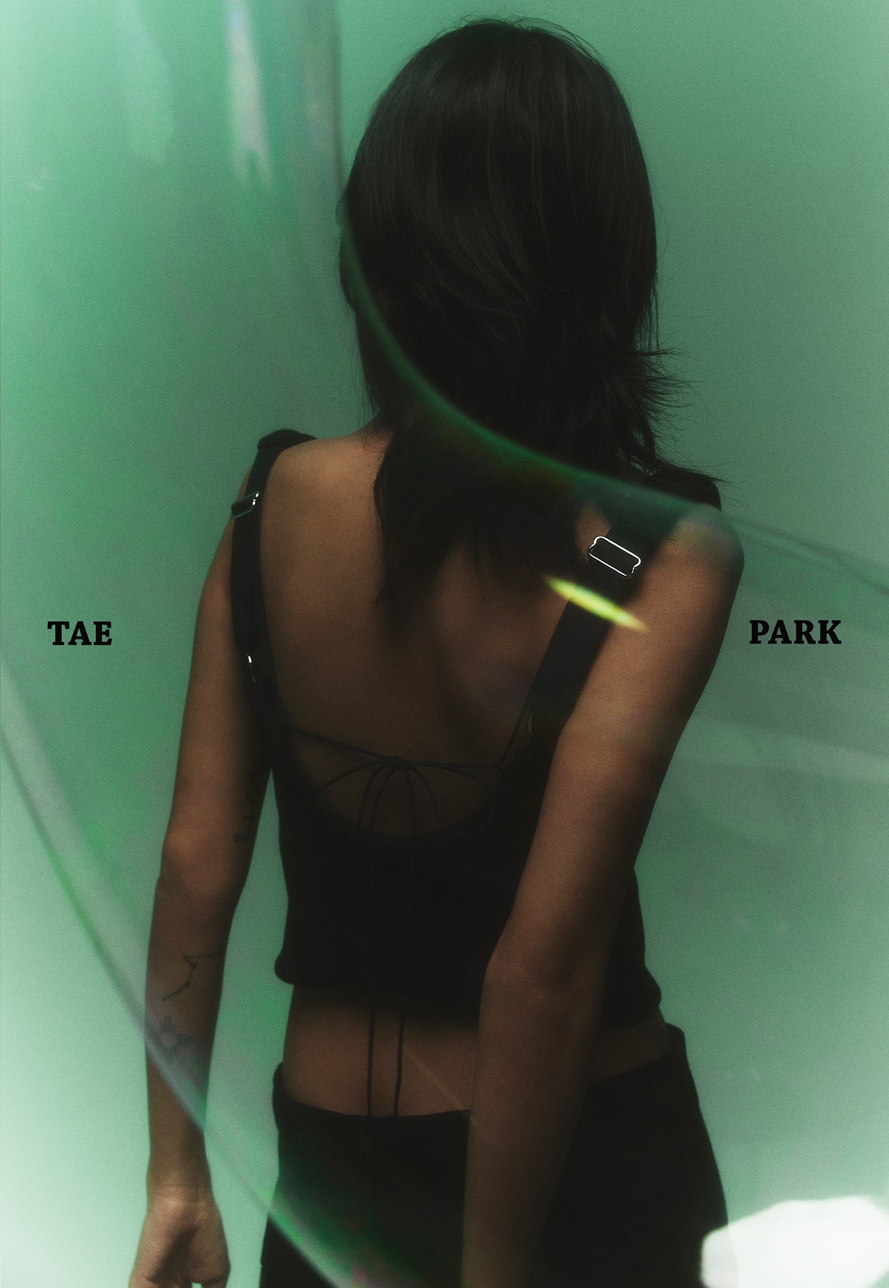 Tae Park Elevated Loungewear dark navy blue Exposed Bra Knit Top New York City Fashion Brand