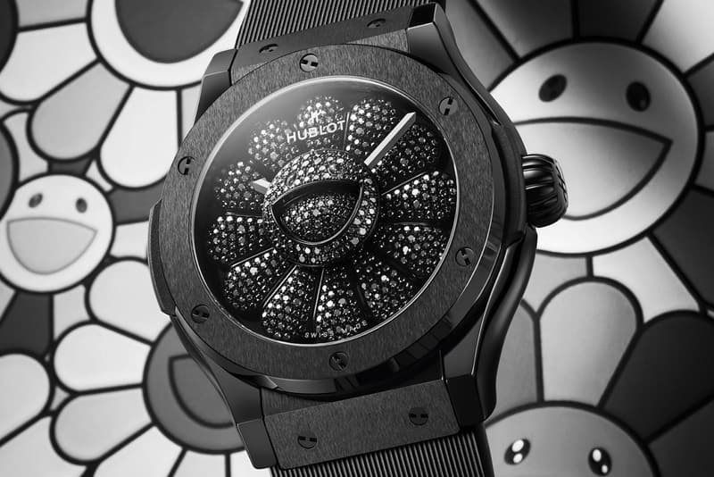 takashi murakami hublot classic fusion all black watch collaboration front