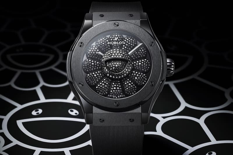 takashi murakami hublot classic fusion all black watch collaboration front