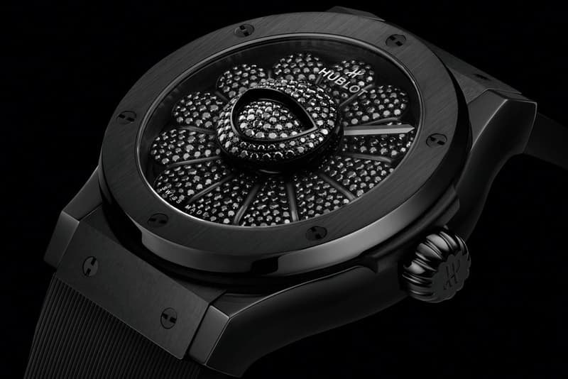 takashi murakami hublot classic fusion all black watch collaboration front dial side