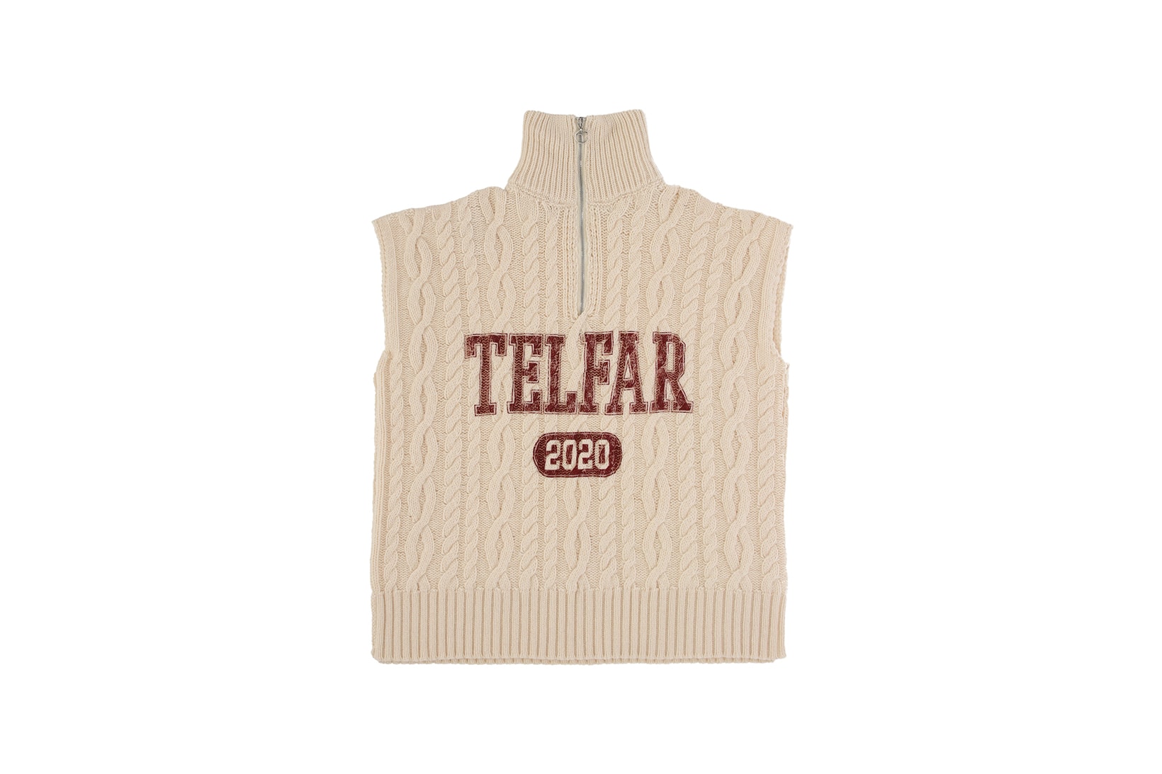 telfar cable knit knitwear sideless sweater winter apparel off white red