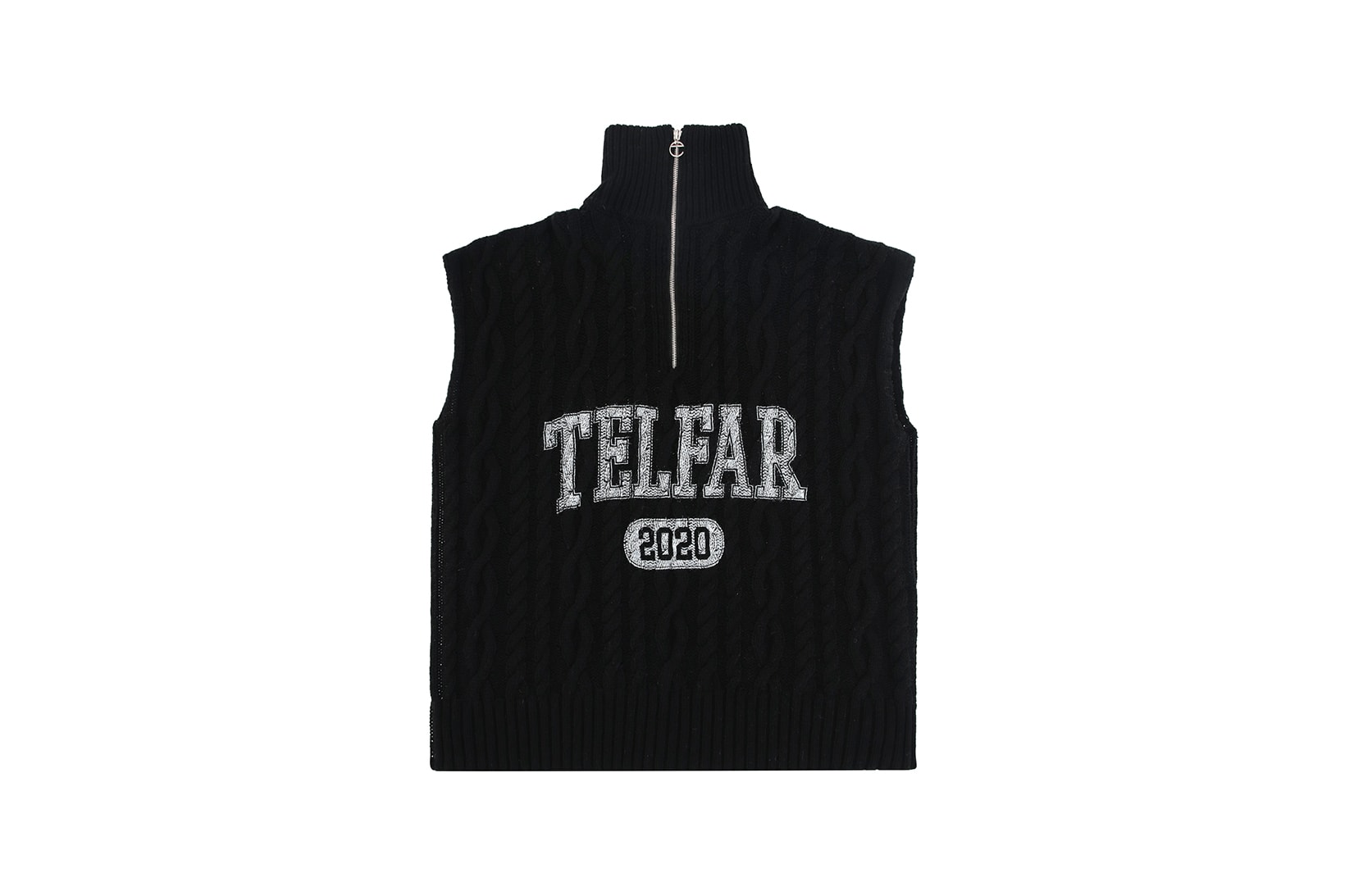 telfar cable knit knitwear sideless sweater winter apparel black white