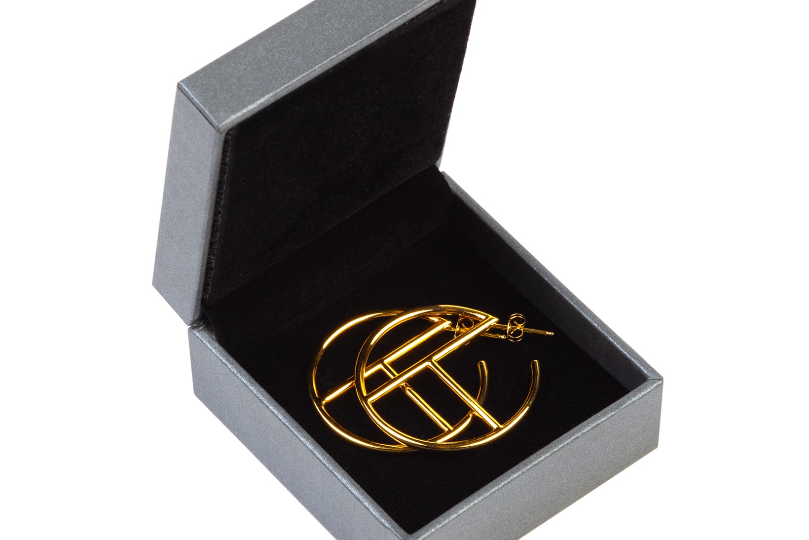 Telfar Logo Hoop Earrings Gold Silver Medium