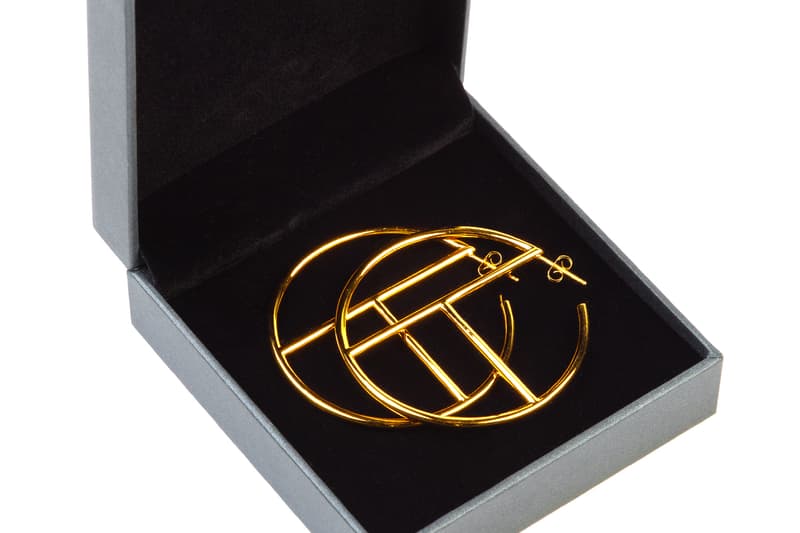 Telfar Logo Hoop Earrings Gold Silver Medium