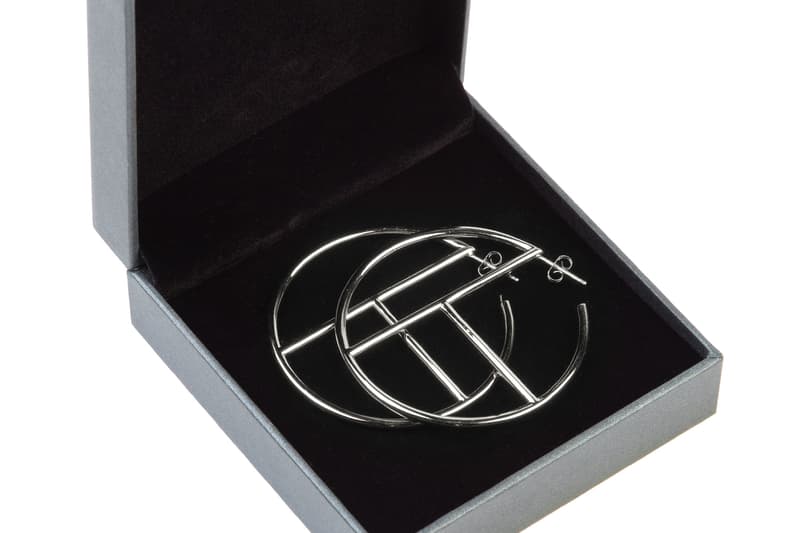Telfar Logo Hoop Earrings Gold Silver Medium