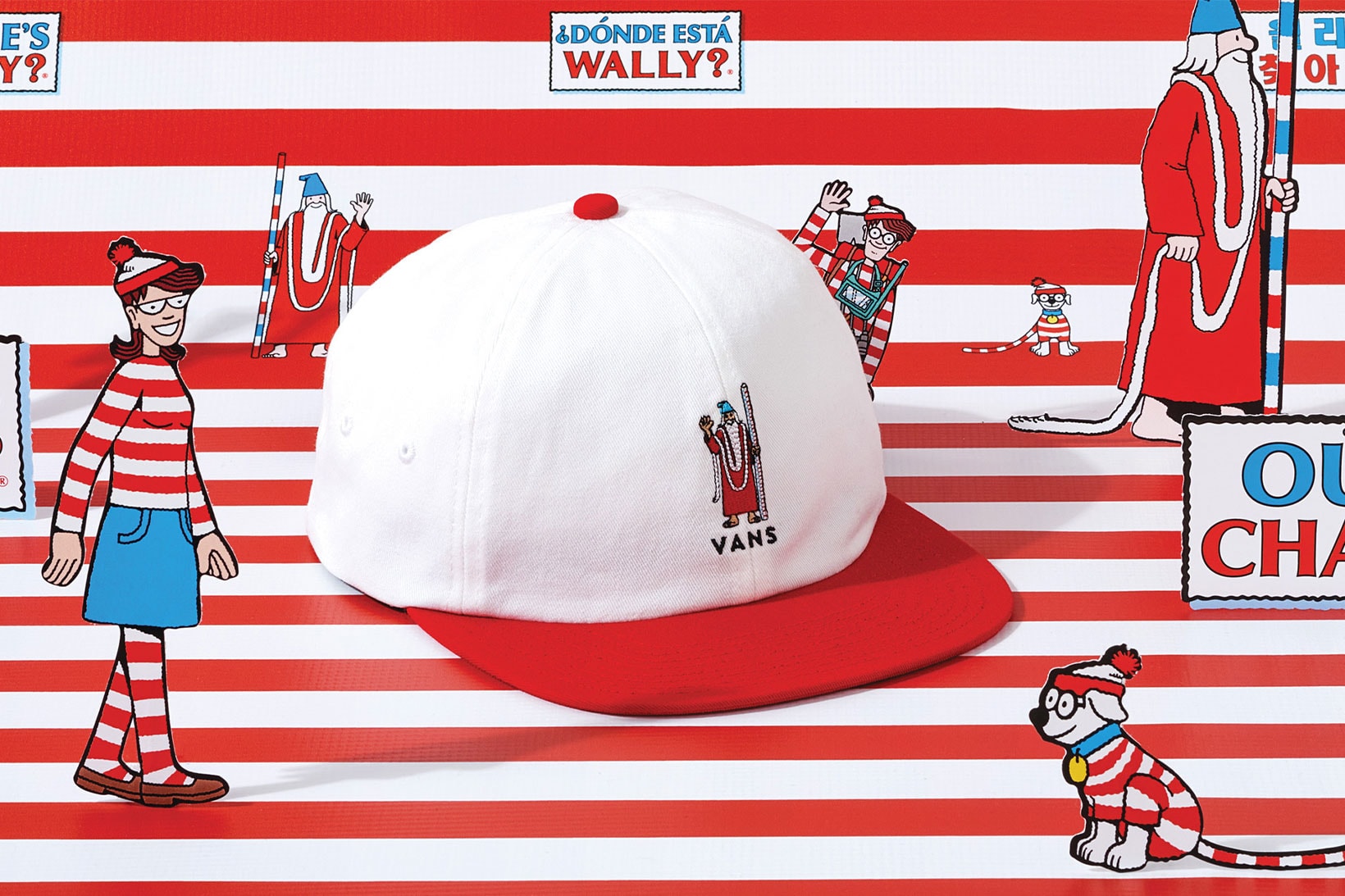 vans wheres waldo wally collaboration white red cap hat