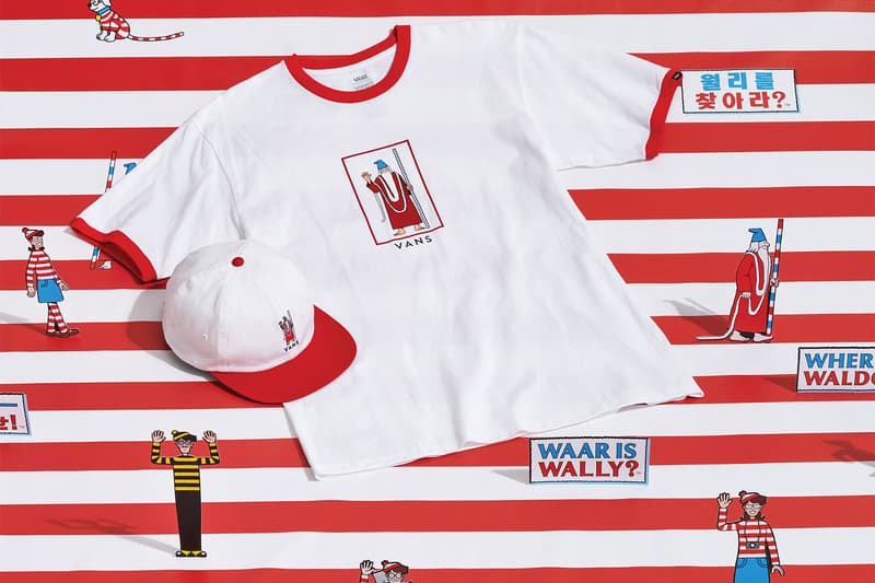 vans wheres waldo wally collaboration white t-shirt cap red