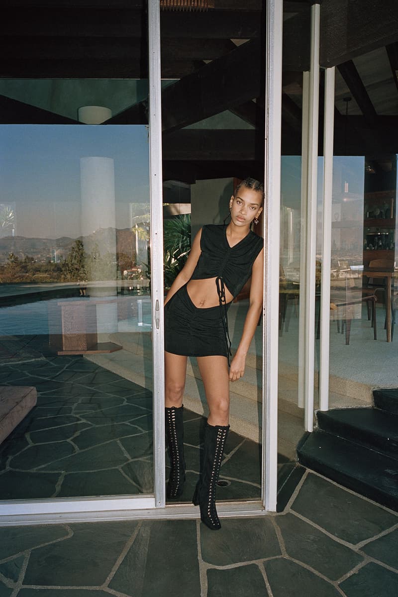 with jean stratosphere drop 2 spring summer lookbook black cropped top skirt matching set