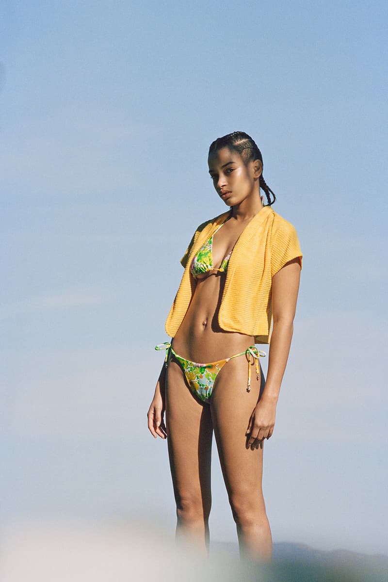 with jean stratosphere drop 2 spring summer lookbook swimwear bikini floral print green pink orange yellow top