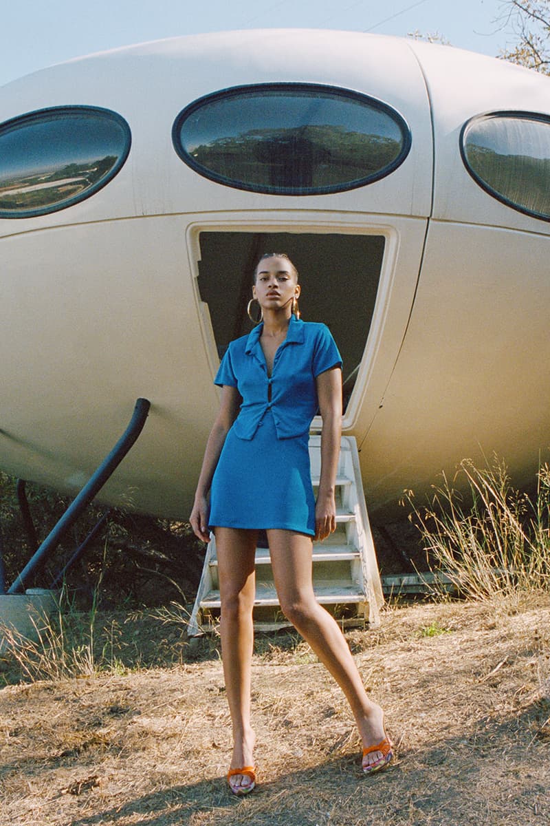 with jean stratosphere drop 2 spring summer lookbook blue top skirt set