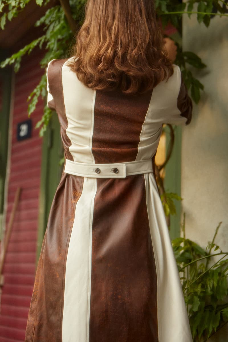 wood wood spring summer collection campaign dress brown white house grass leaves nature