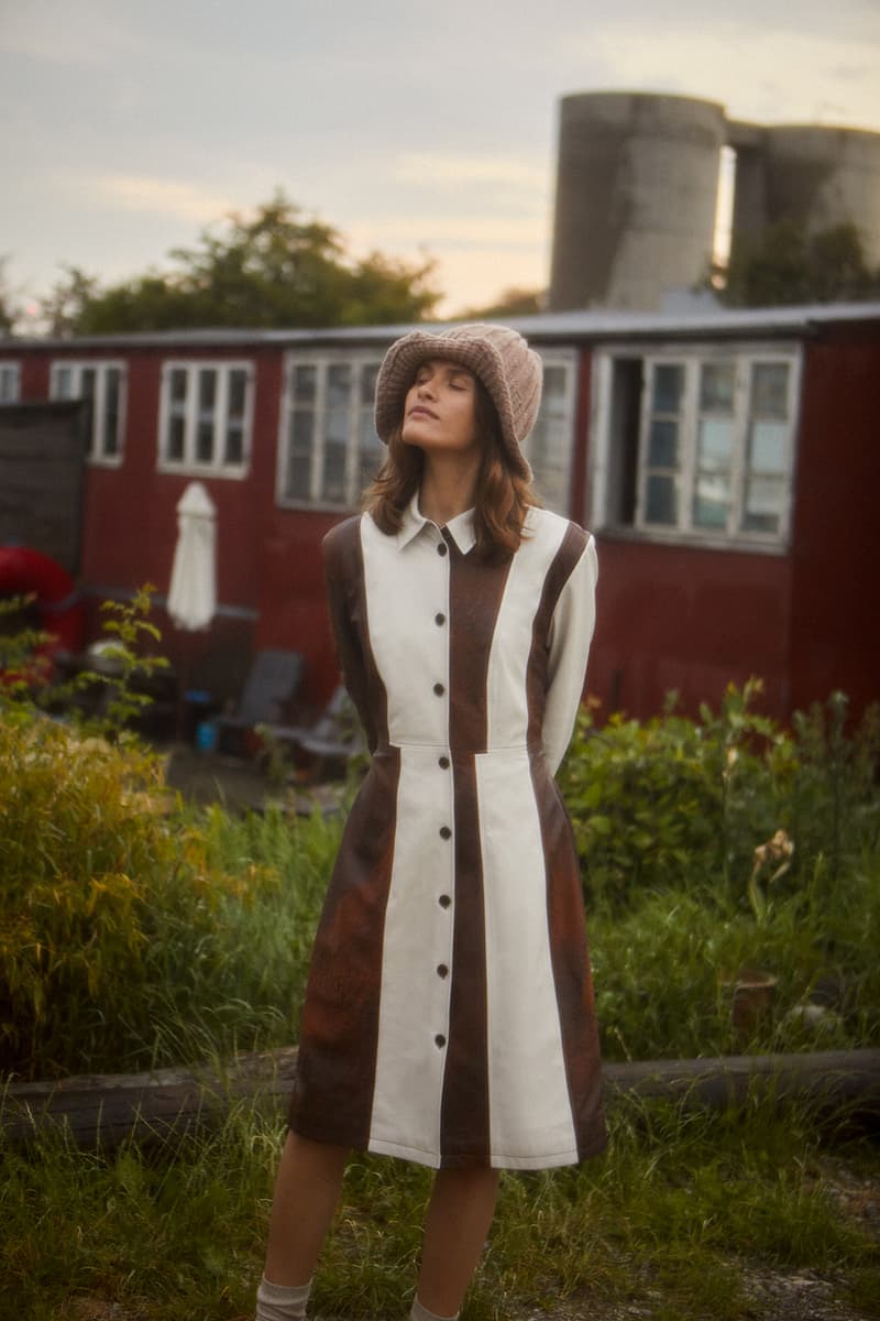 wood wood spring summer collection campaign hat dress socks grass house