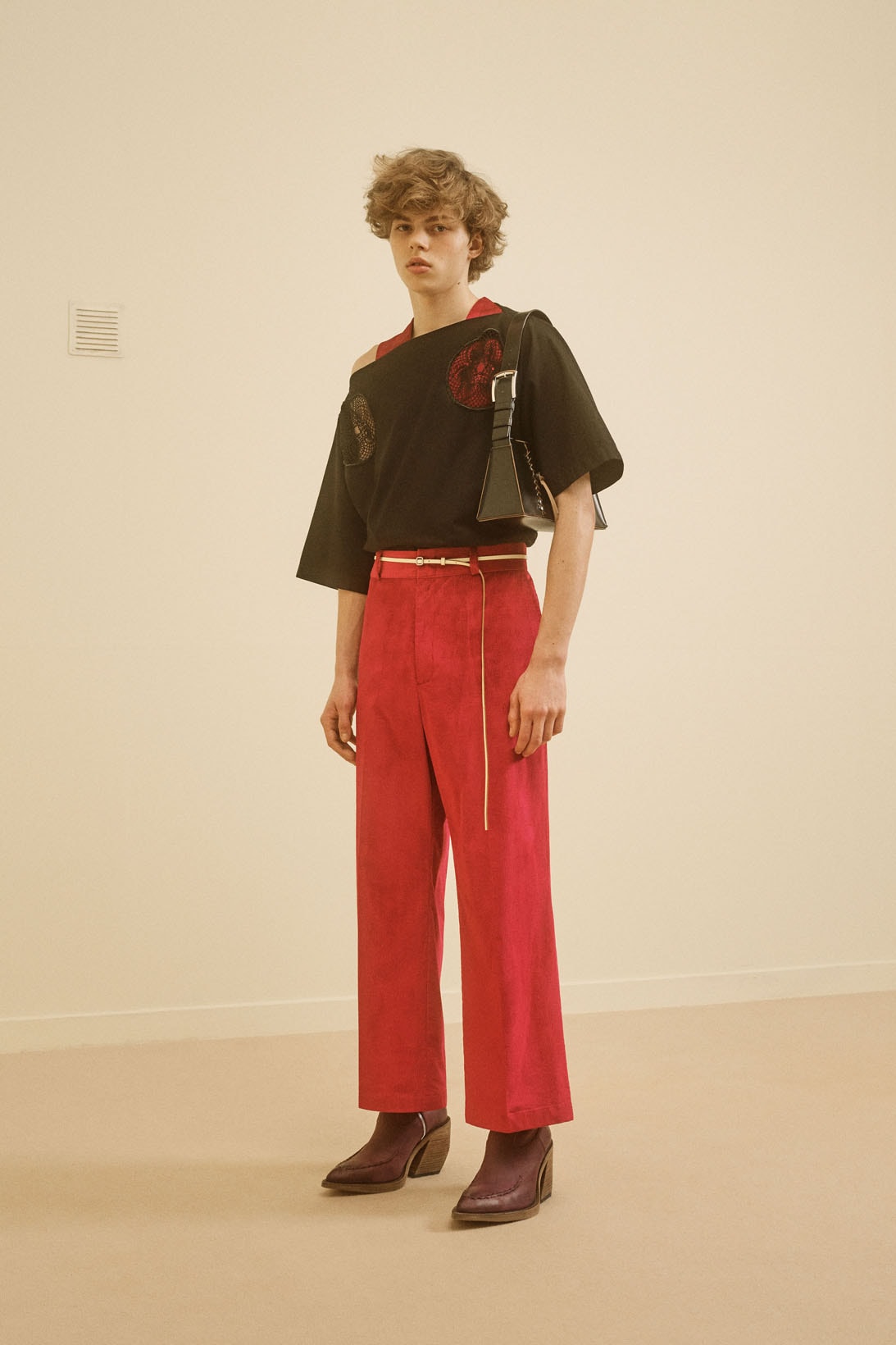 acne studios menswear fall winter 2021 fw21 collection lookbook t-shirt pants red