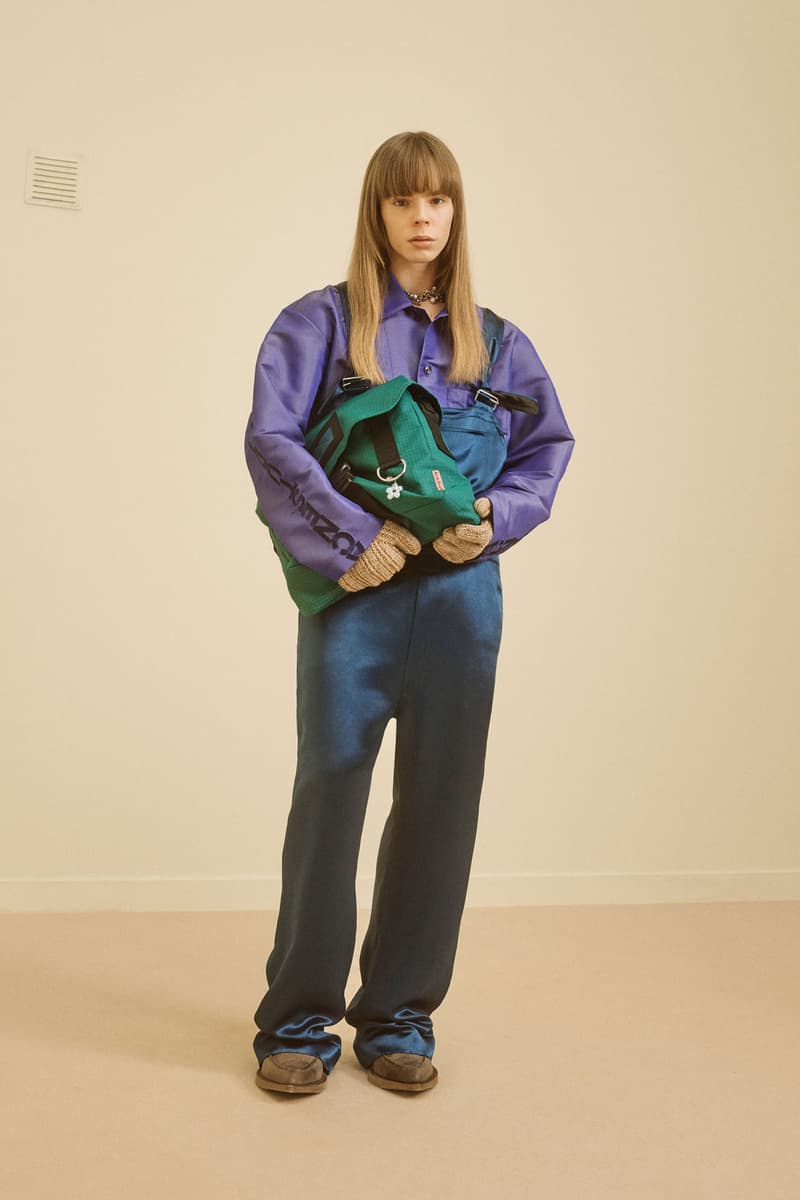 acne studios menswear fall winter 2021 fw21 collection lookbook purple jacket overalls knit gloves