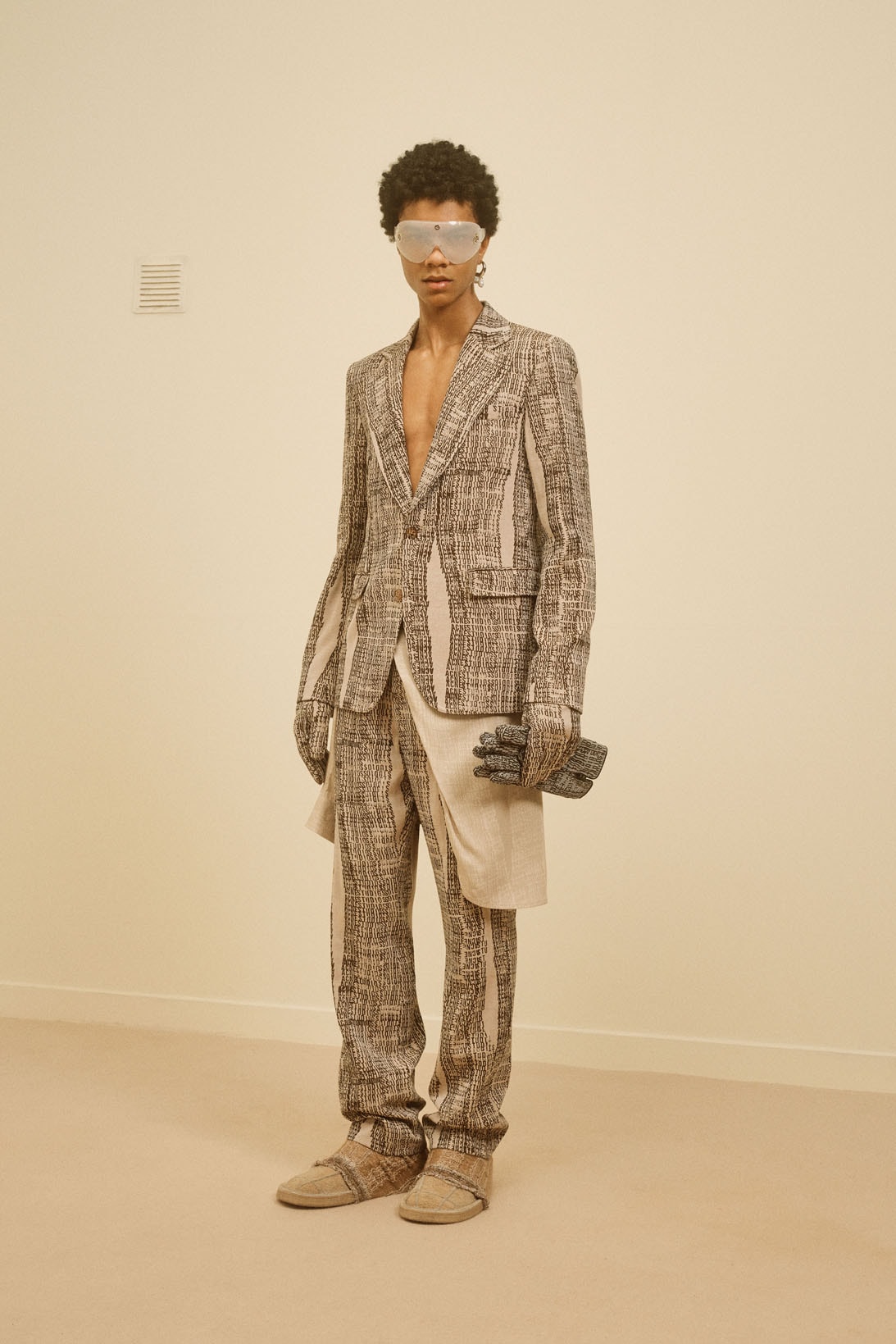 acne studios menswear fall winter 2021 fw21 collection lookbook tweed pattern jacket suit