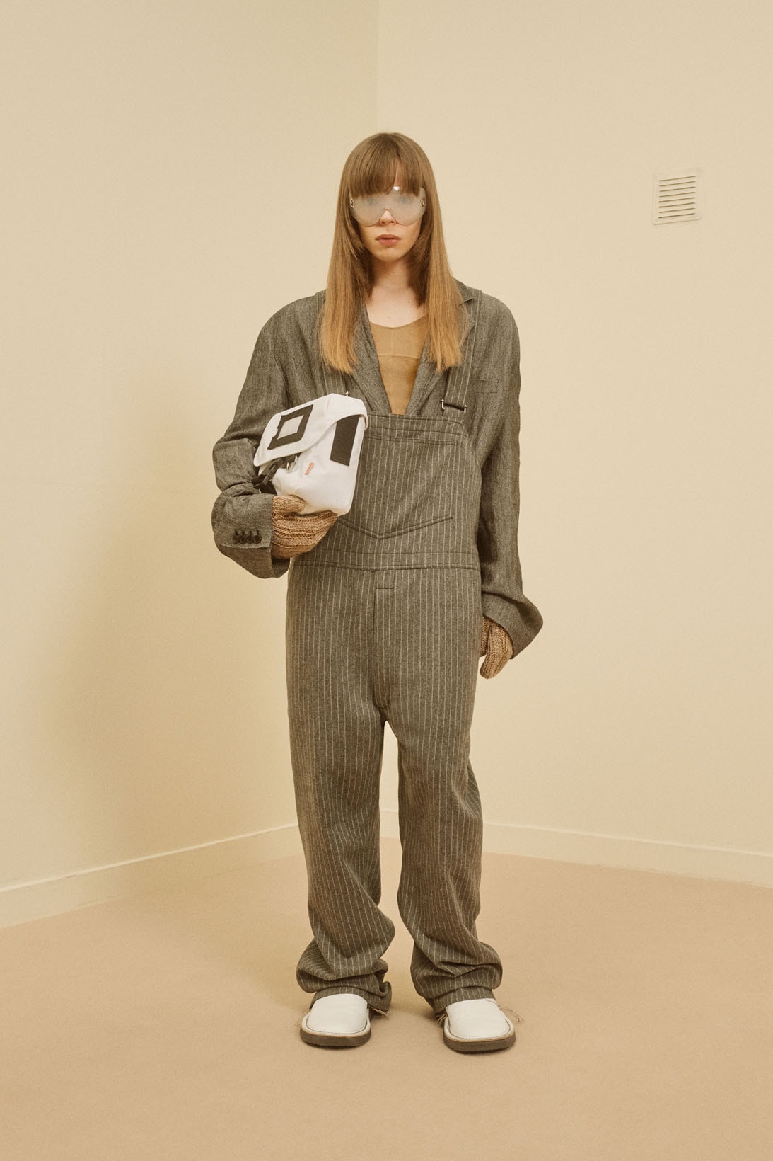 acne studios menswear fall winter 2021 fw21 collection lookbook striped overalls