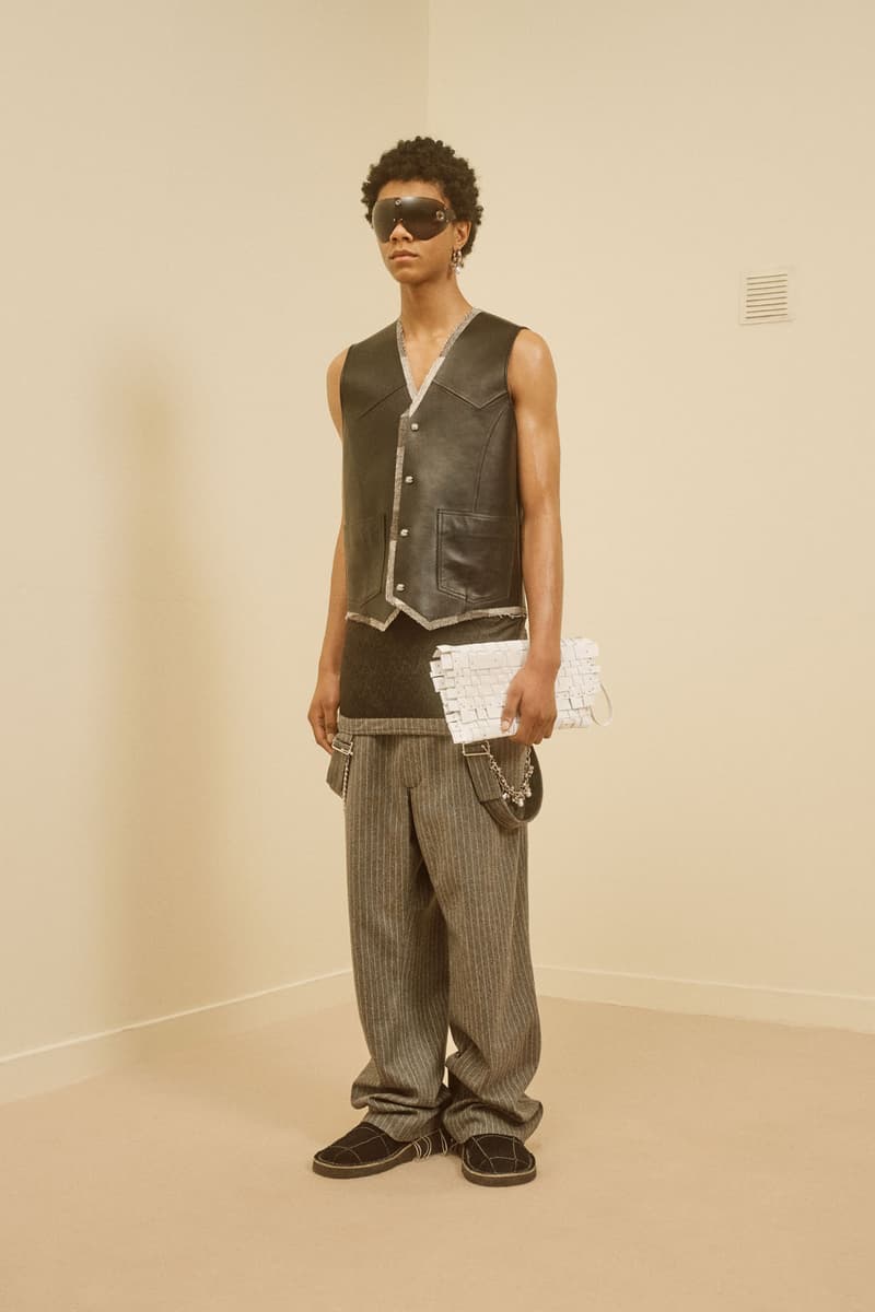 acne studios menswear fall winter 2021 fw21 collection lookbook vest striped trousers