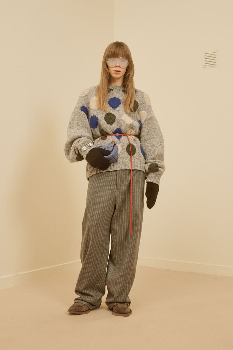 acne studios menswear fall winter 2021 fw21 collection lookbook polka dots sweater knitwear trousers