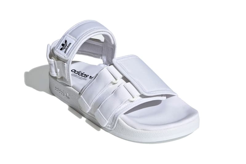 adidas originals adilette slide sandals velcro white colorway footwear lateral black