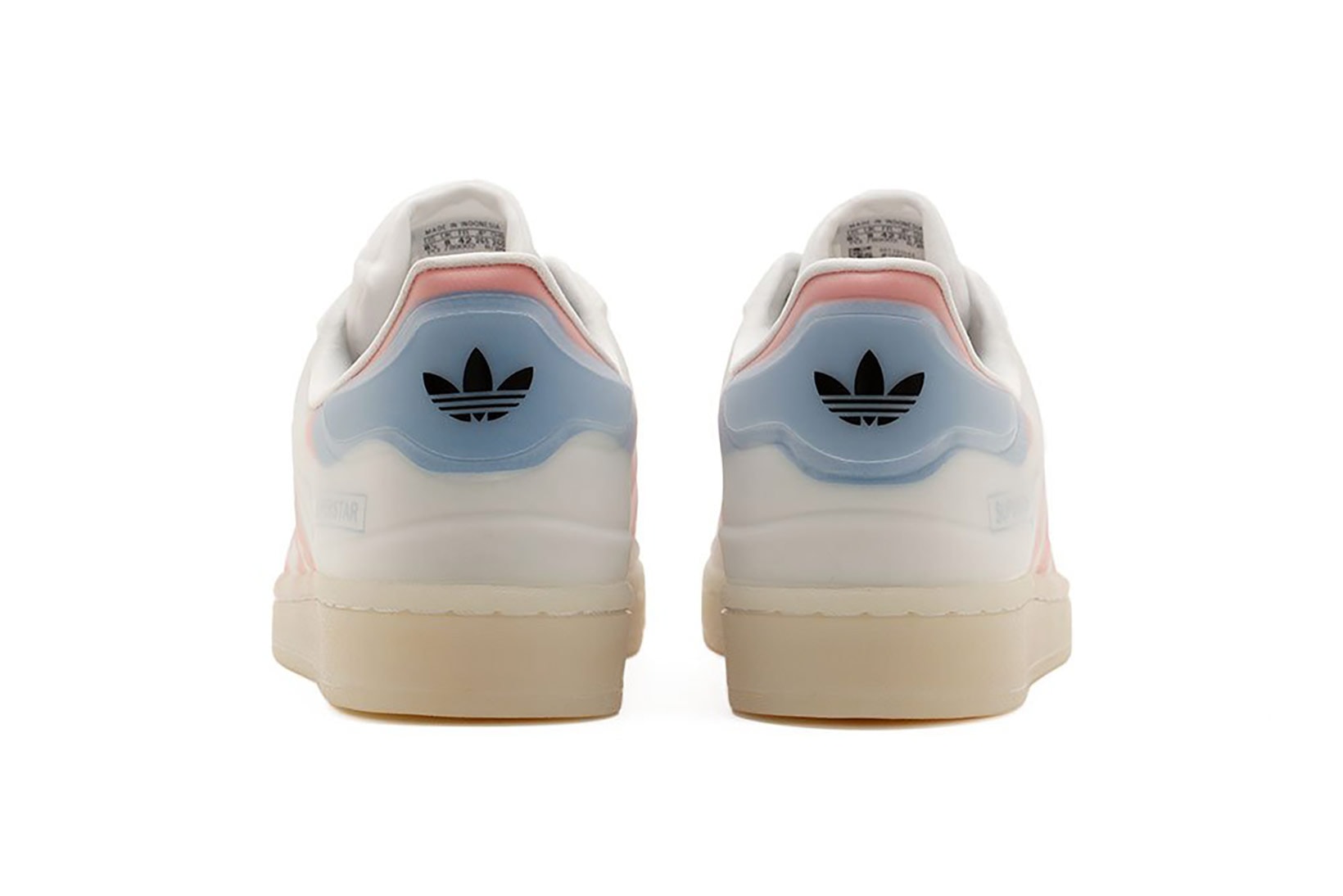 adidas superstar futurshell sneakers white coral pink blue colorway footwear shoes kicks sneakerhead heel
