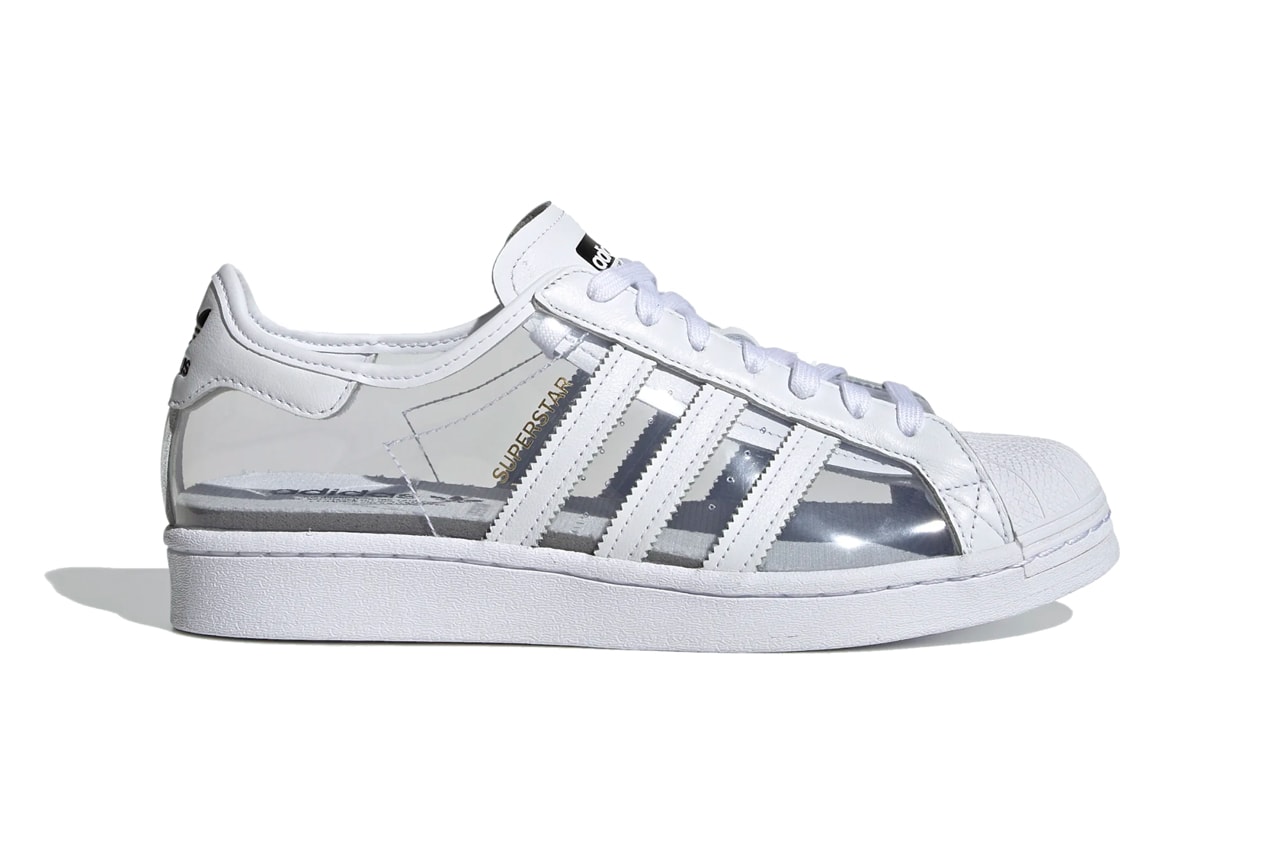 adidas originals superstar see through transparent white sneakers laterals three stripes