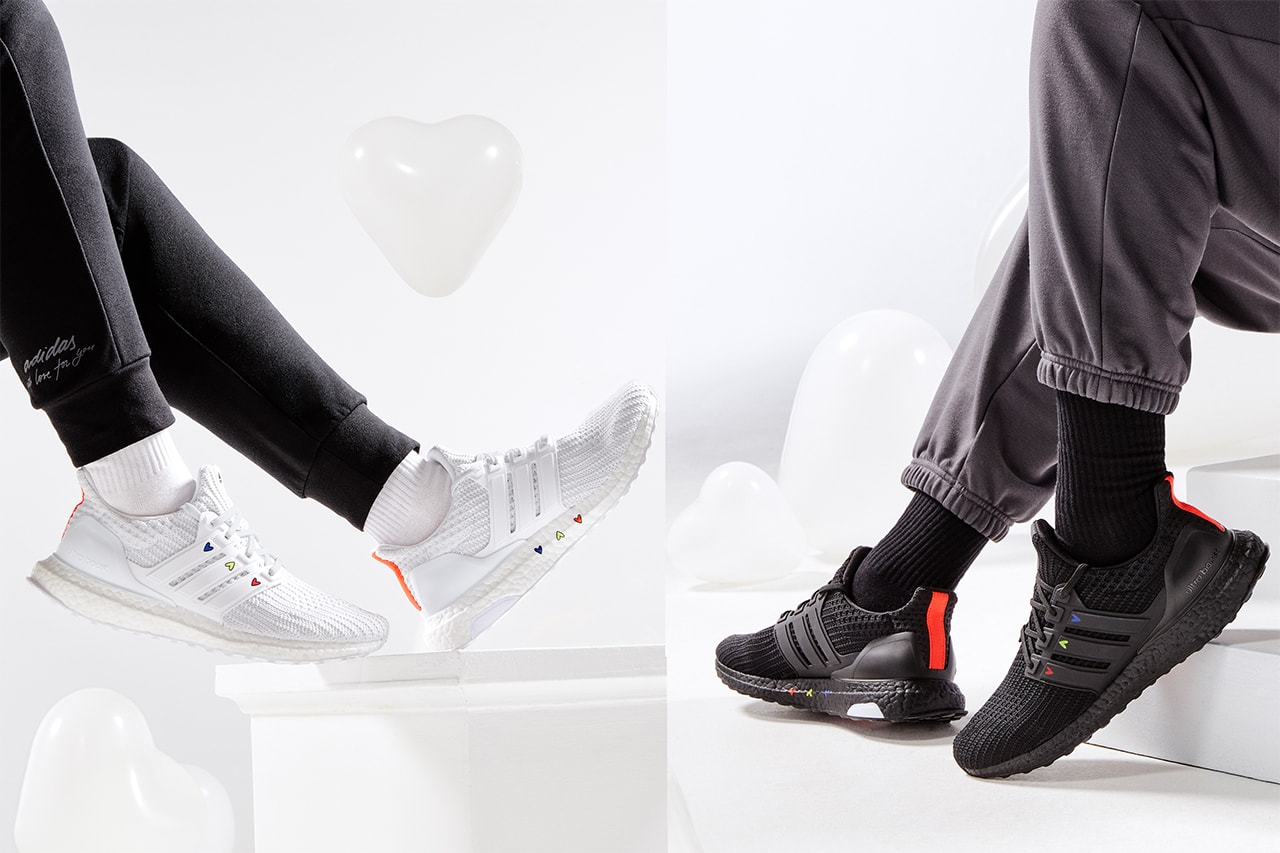 adidas valentines day apparel footwear collection ultraboost 4.0 dna white black hearts