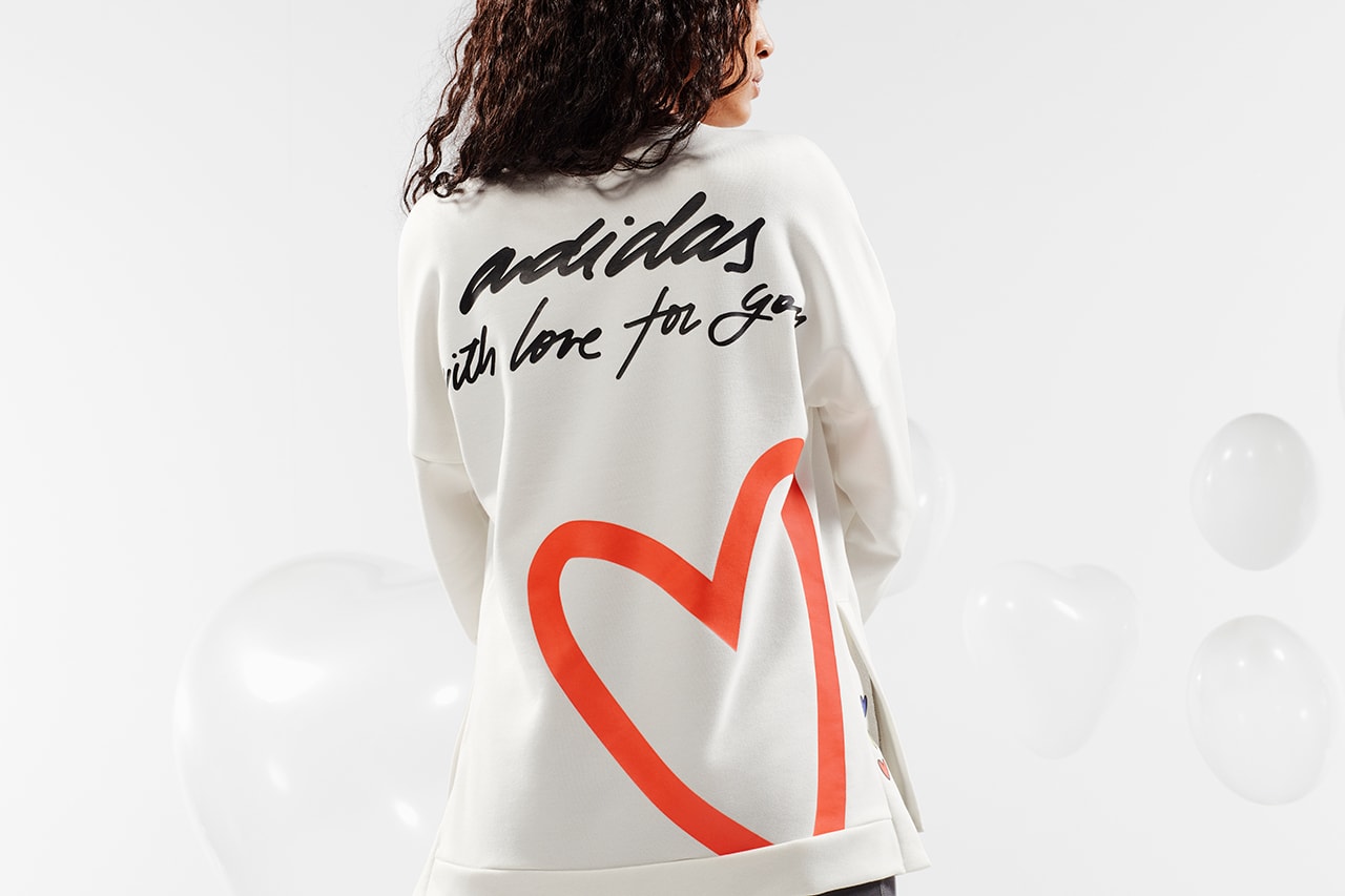 adidas valentines day apparel footwear collection white sweater hearts