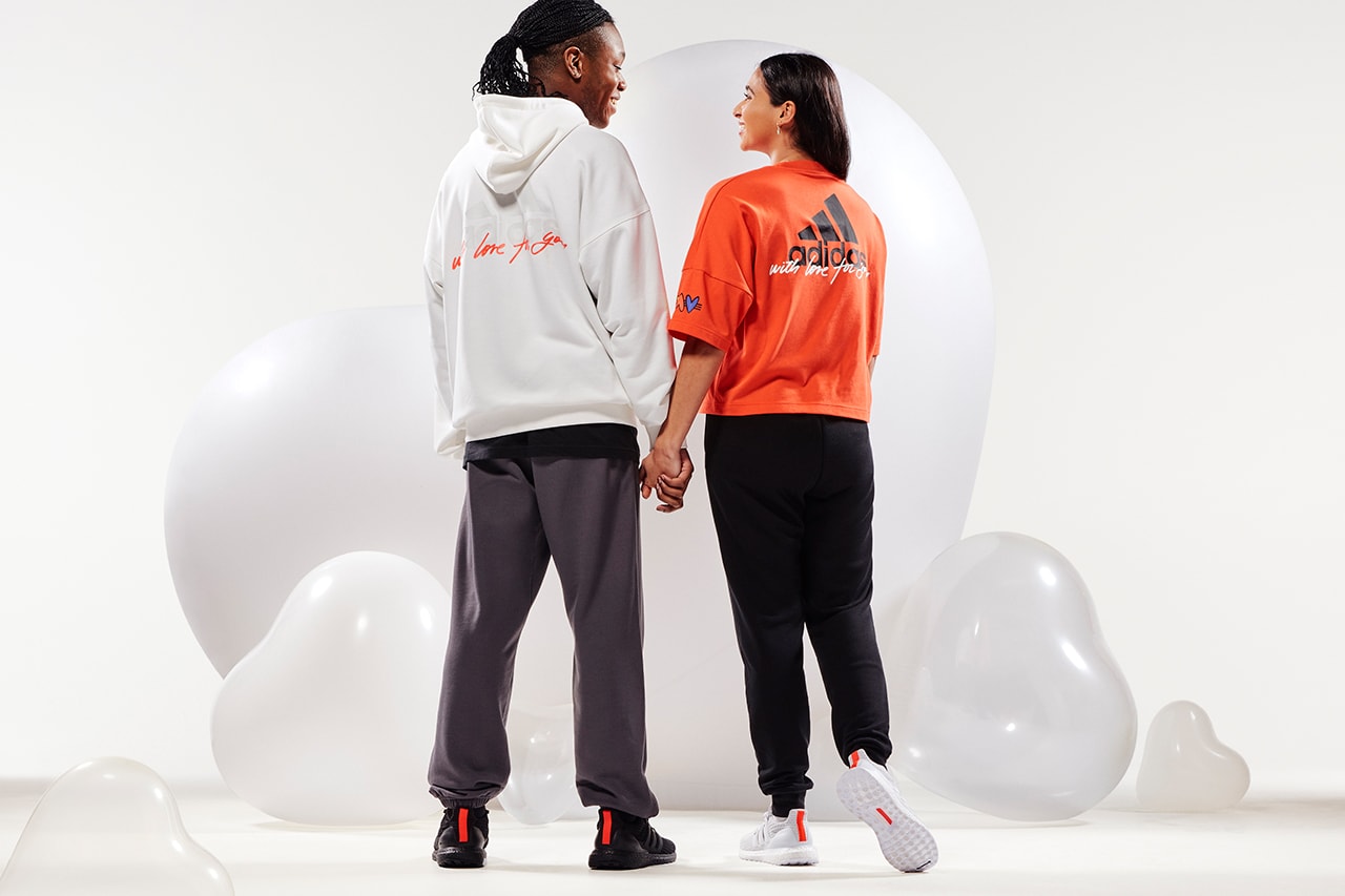 adidas valentines day apparel footwear collection couple hoodie tshirt sweatpants