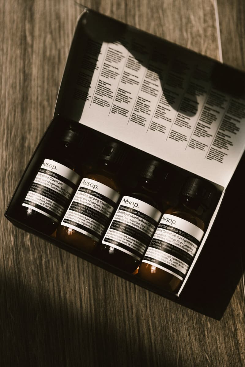 aesop travel set kit bath body shampoo hair conditioner cleanser