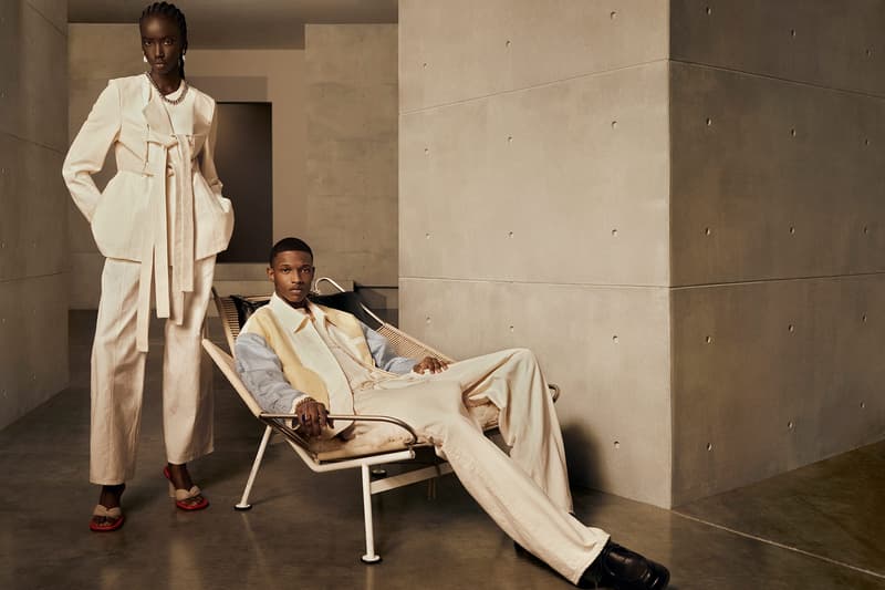 ambush yoon ahn spring summer campaign malik anderson anok yai white jacket outerwear pants heels shoes