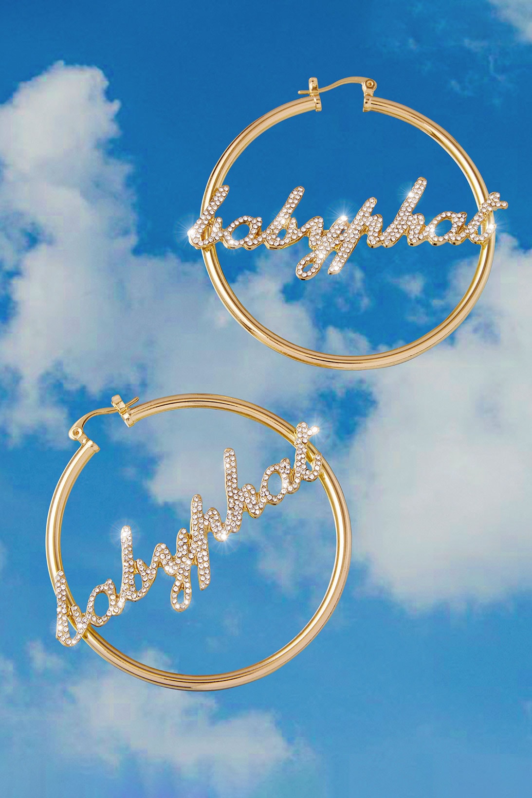 baby phat costume jewelry capsule collection 18k gold vermeil ming lee aoki simmons logo earrings hoop