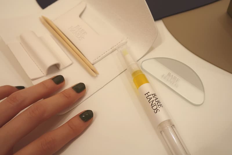 bare hands dry gloss manicure kit at home nail care set polisher cuticle oil desk
