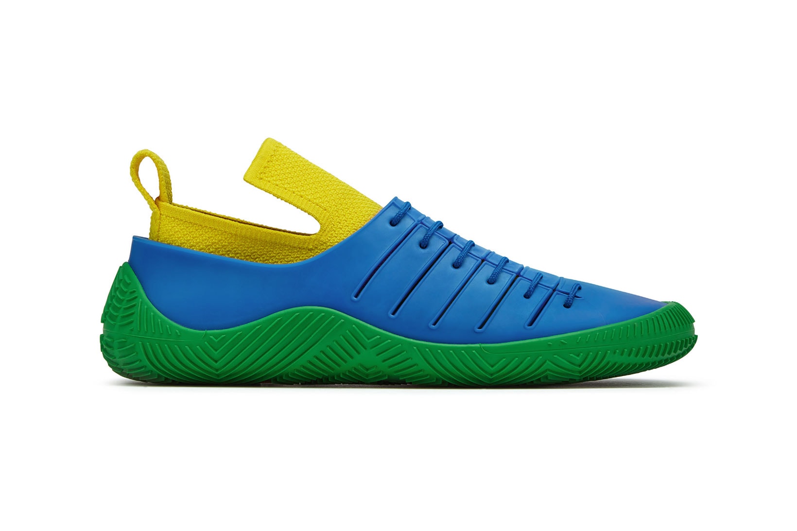bottega veneta salon 01 footwear collection daniel lee barefoot second skin green blue yellow