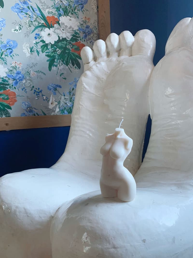 caia nude body torso candles foot shaped chair