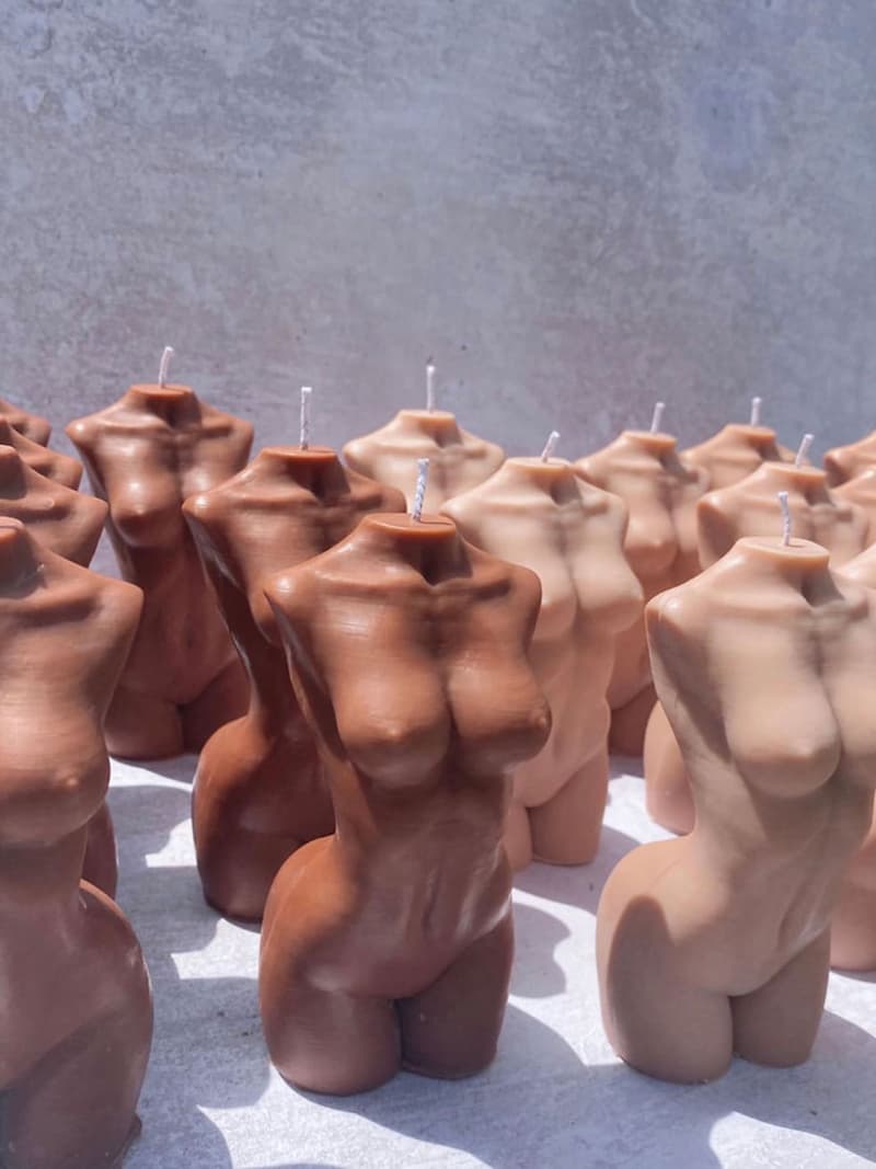 caia nude body torso candles pink brown