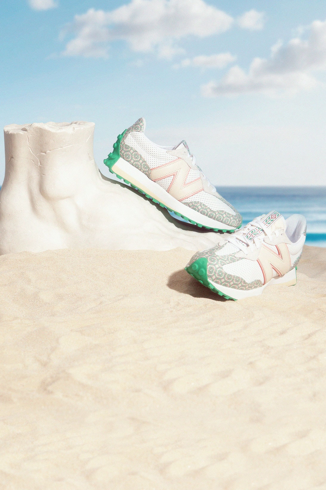 casablanca new balance sneakers collaboration nb 327 sand beach sky