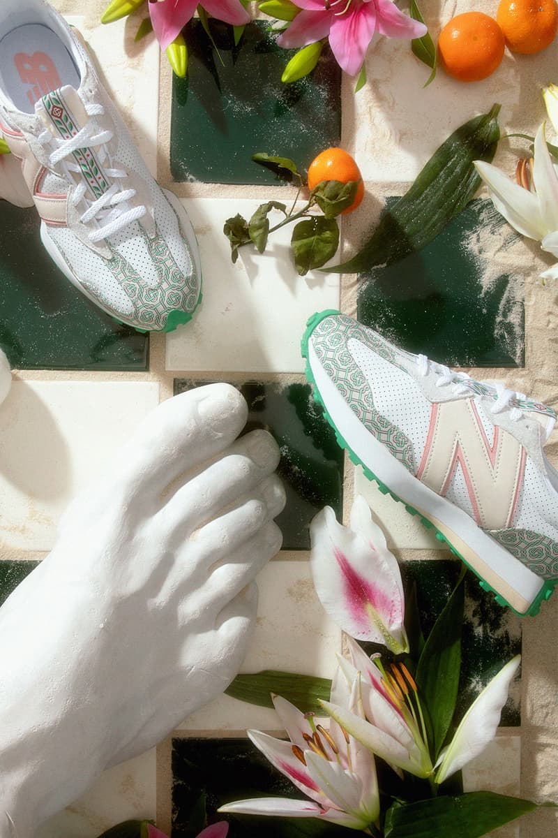casablanca new balance sneakers collaboration nb 327 sculptures fruits flowers
