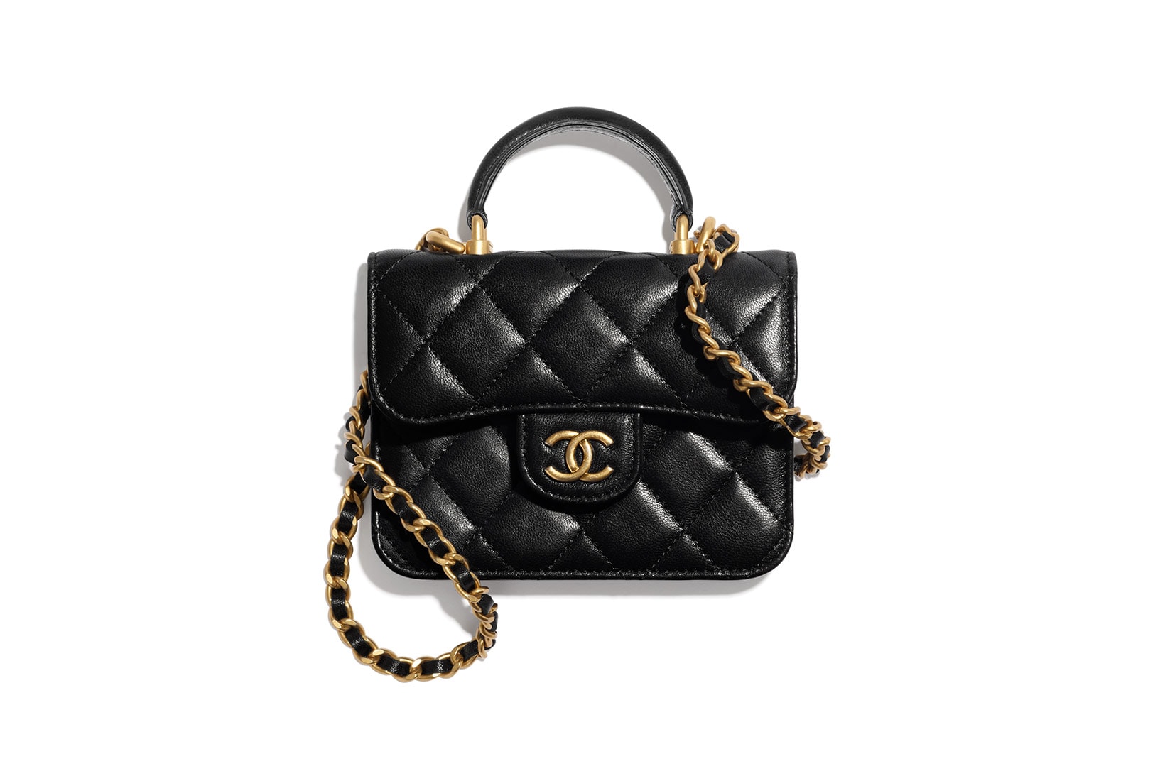 chanel metiers dart accessories collection front small handbag black gold