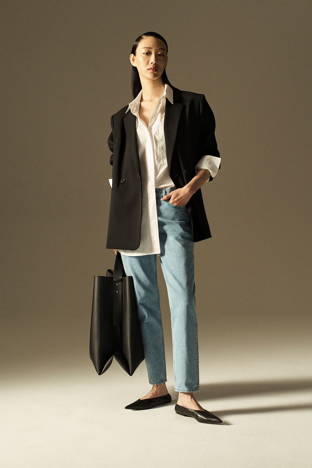 cos spring summer 2021 ss21 sustainable denim collection jeans sora choi blazer shirt flats