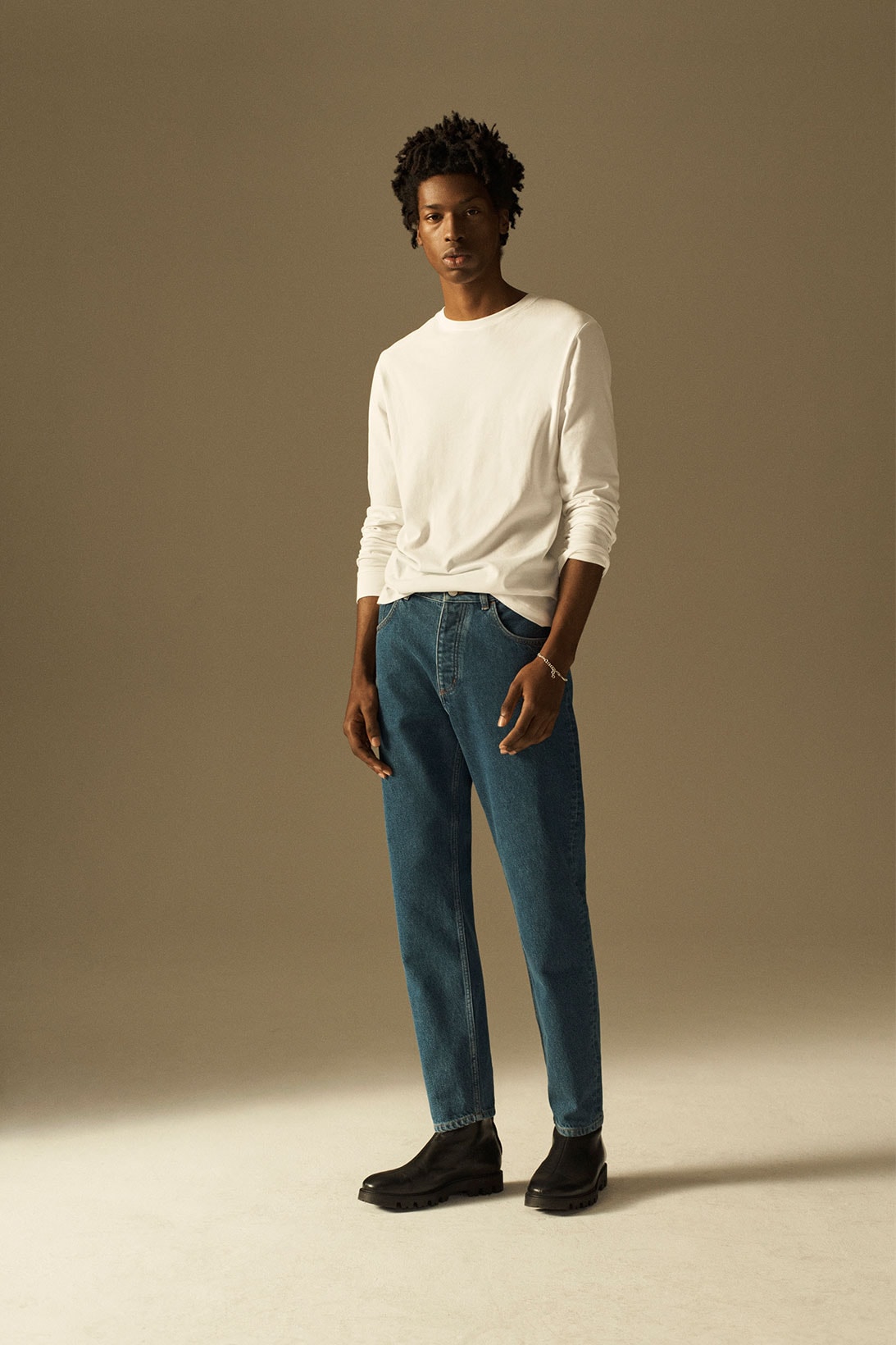 cos spring summer 2021 ss21 sustainable denim collection jeans white tee shirt