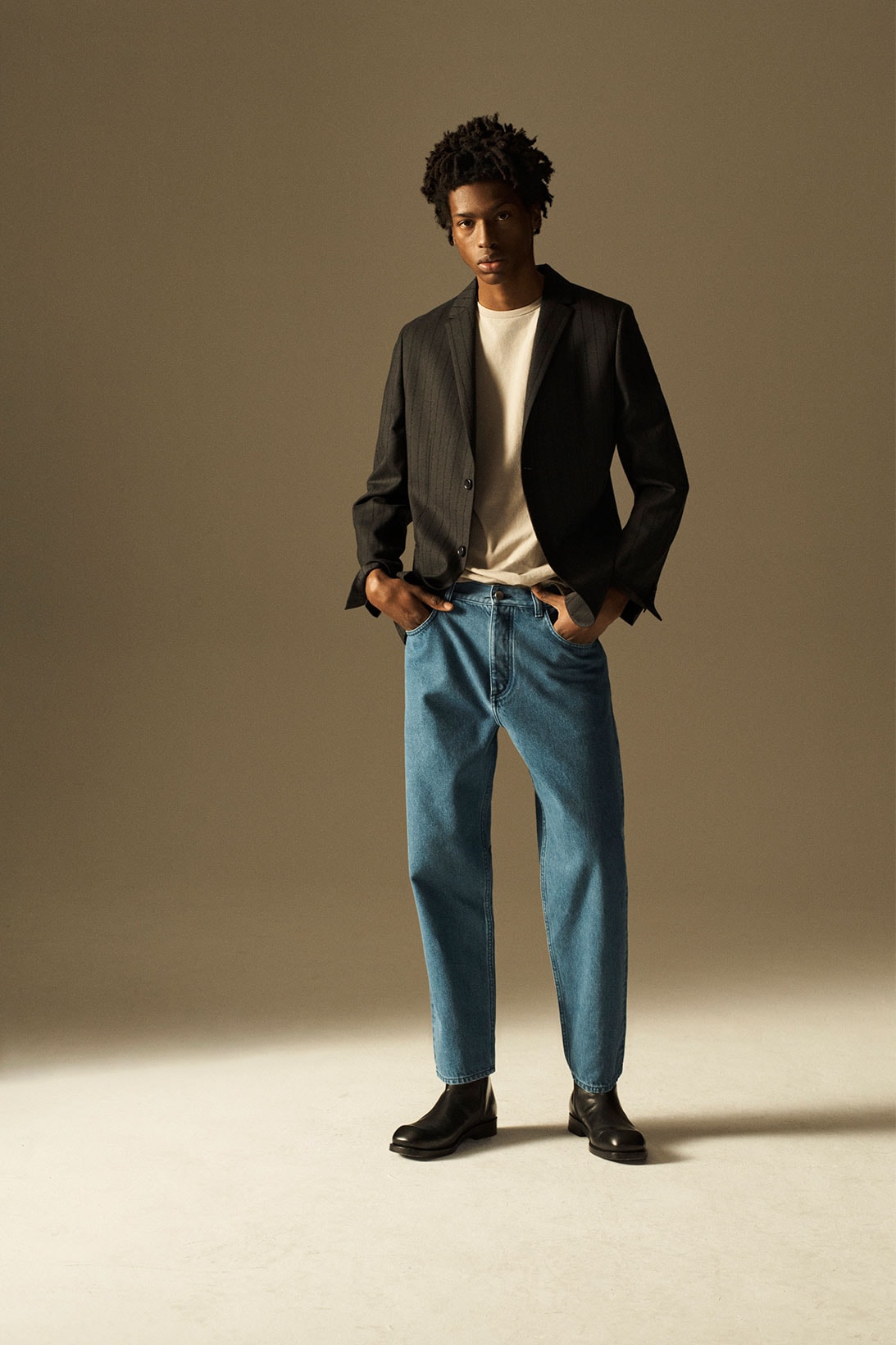 cos spring summer 2021 ss21 sustainable denim collection jeans single breasted blazer trousers styling outfit