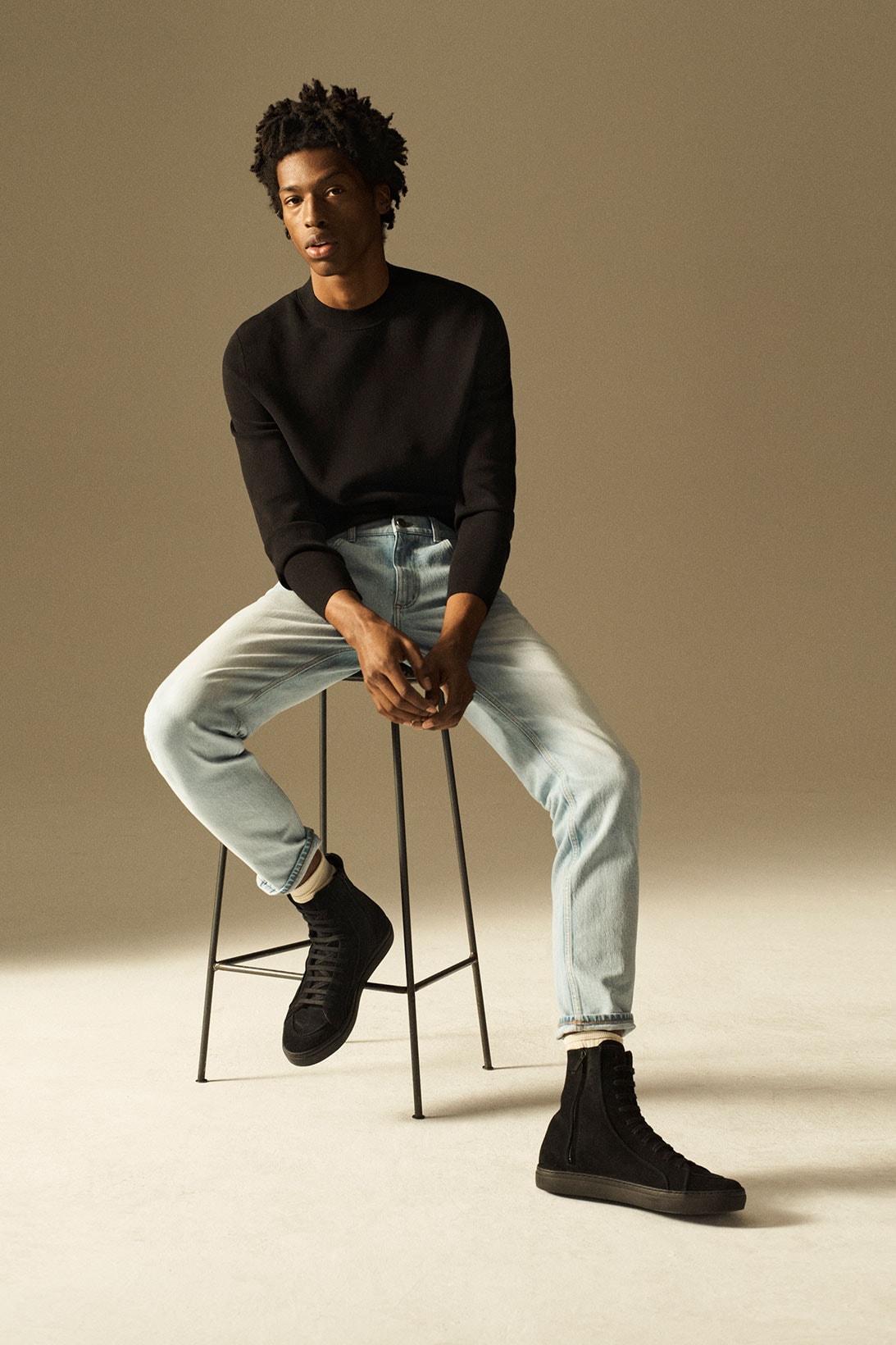 cos spring summer 2021 ss21 sustainable denim collection jeans black shirt styling outfit